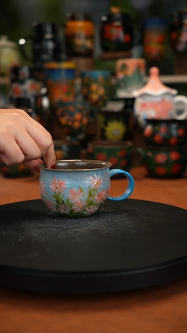 紫砂油画手绘釉下彩