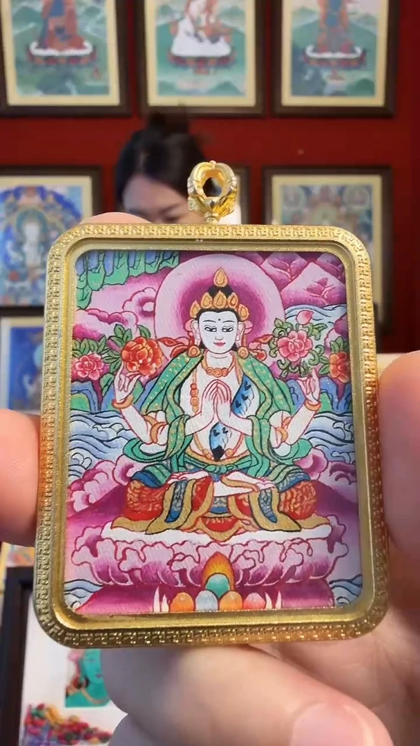 吊坠观老师-热贡纯手绘唐卡