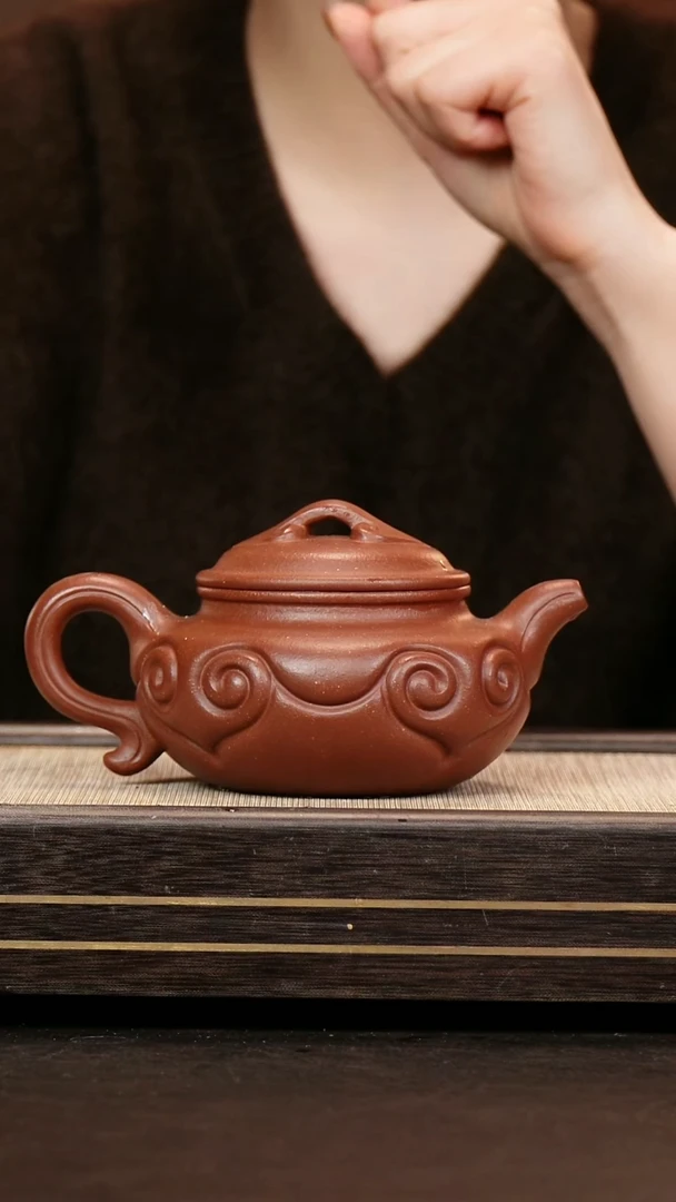 茶壶紫砂原矿降坡泥 仿古如意350cc