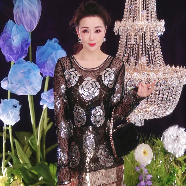 玫瑰通勤圆领长袖见详情常规薄款衬衫百搭流苏网红连衣裙修身蕾丝