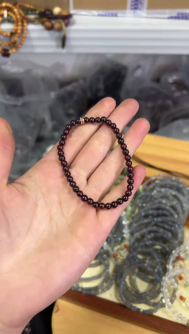 【闪购商品】石榴石手链未镶嵌石榴石小米珠配件款手链[0318]