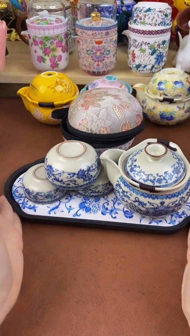 陶瓷茶具摆件旅行套组