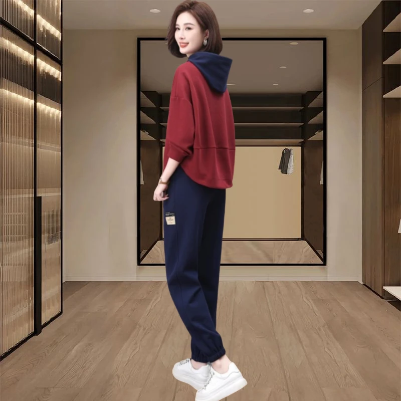 休闲运动服套装女士春秋2025秋季新款妈妈秋装时尚洋气卫衣两件套