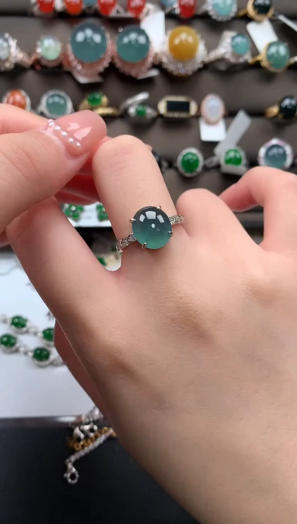 【闪购商品】翡翠戒指银S925镶嵌65135