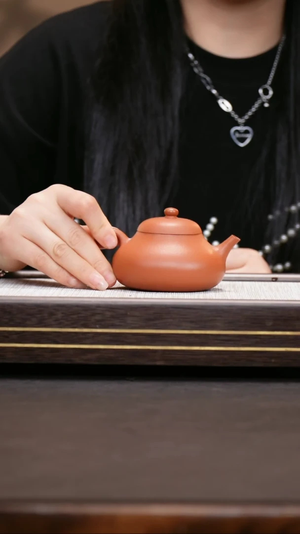 茶壶紫砂红泥  静乐