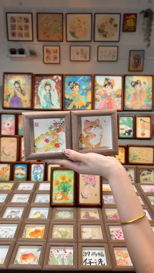 国画好事猫咪 爱心猫咪 一组11