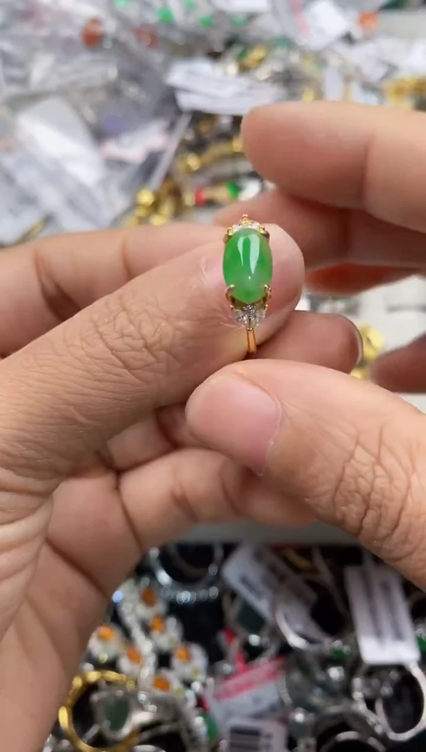 银S925镶嵌戒指翡翠888     6