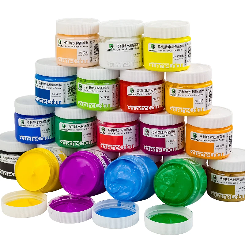 水粉画颜料马利水粉颜料套装工具24色美术初学绘画水粉画儿童可水