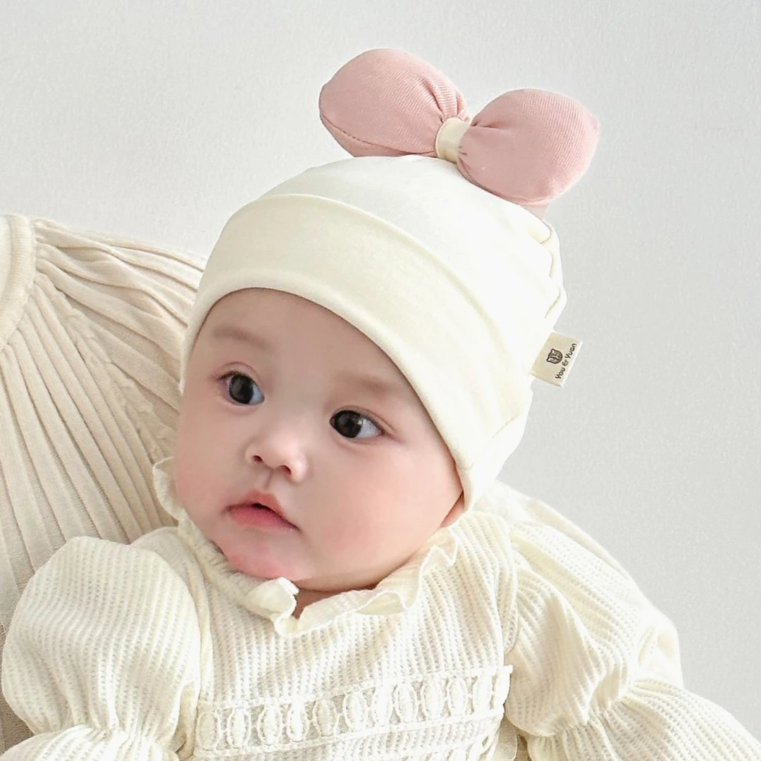 婴儿春秋款帽子宝宝胎帽蝴蝶结可爱百搭婴儿帽子公主风网红婴儿帽