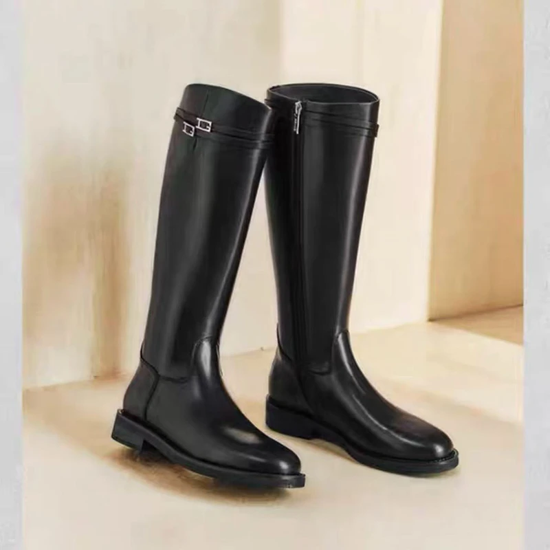 宝丫轻奢  女式时髦复古百搭个性长筒骑士靴K4023