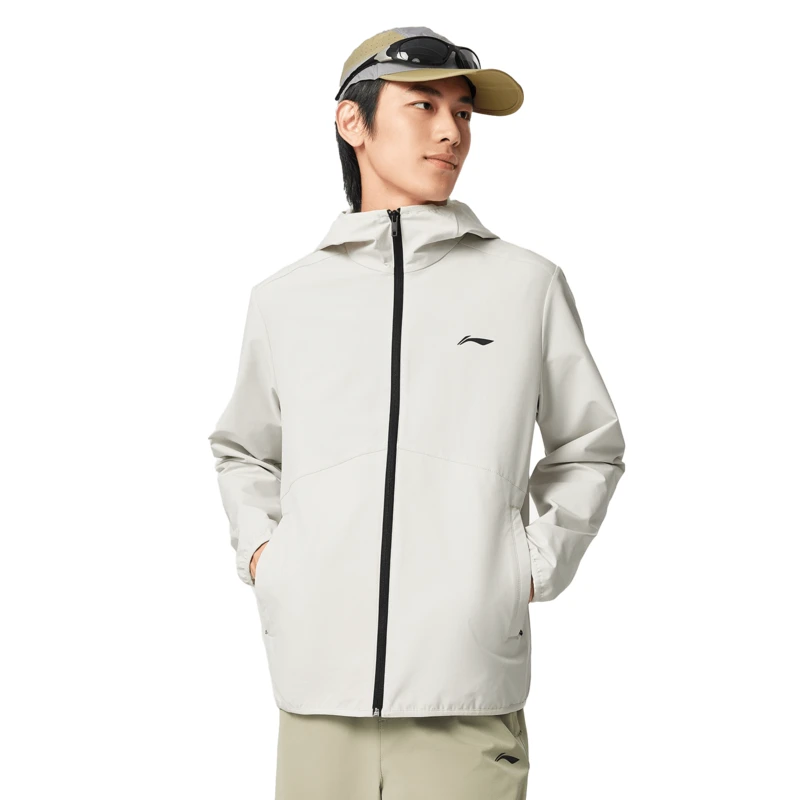 R李宁男反光加绒保暖防泼水轻盈透气连帽户外运动风衣AFDVE81