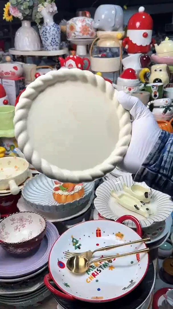 陶瓷奶油黄珠点盘微瑕 凑满20元包邮