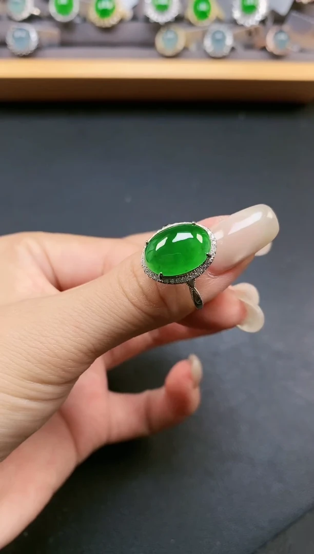 翡翠戒指银S925镶嵌111111
