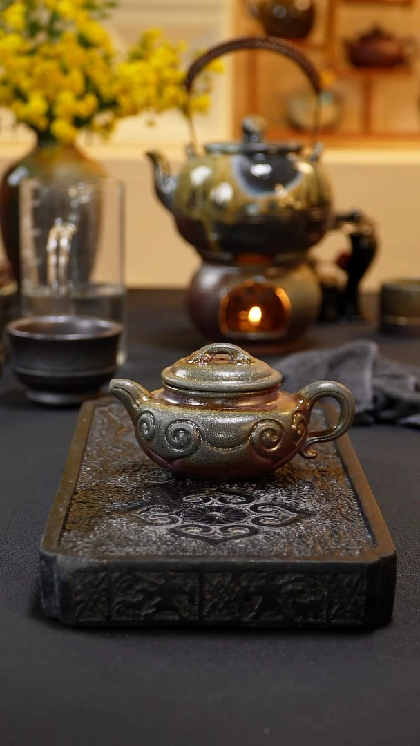 茶壶紫砂纯自然柴烧