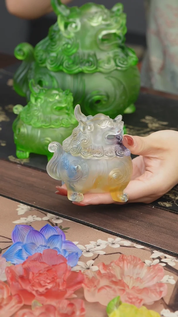 手工艺品琉璃大*彩色小号狻猊香炉