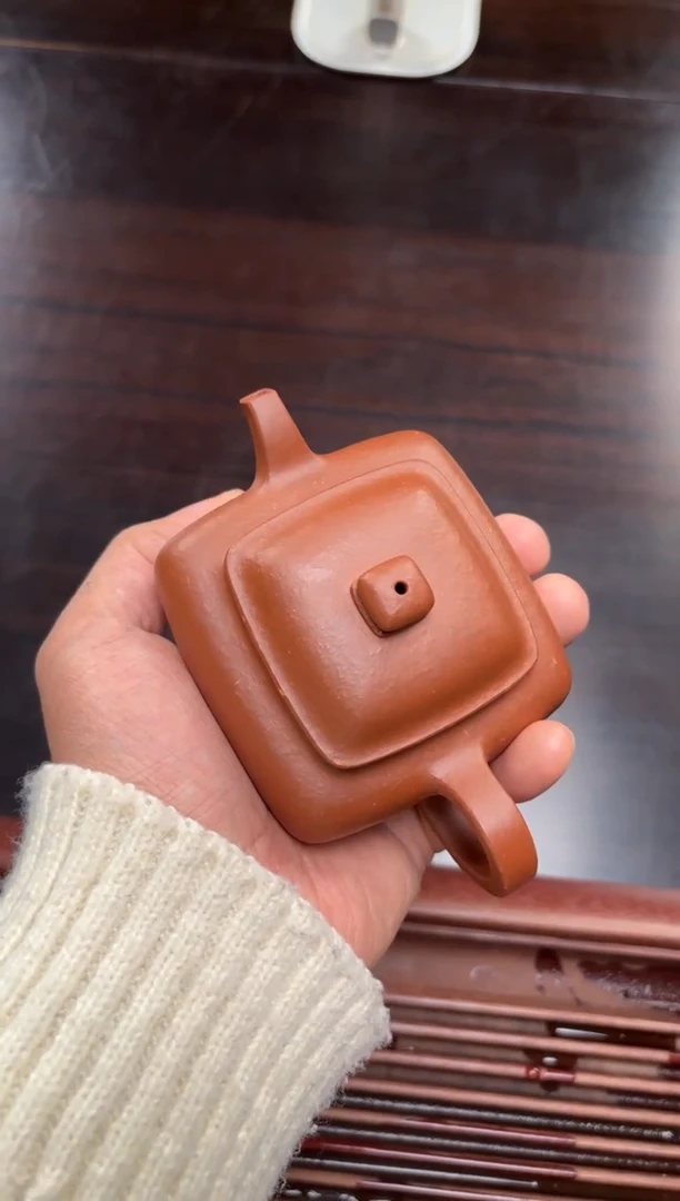 茶壶紫砂半手工红泥四方160毫升