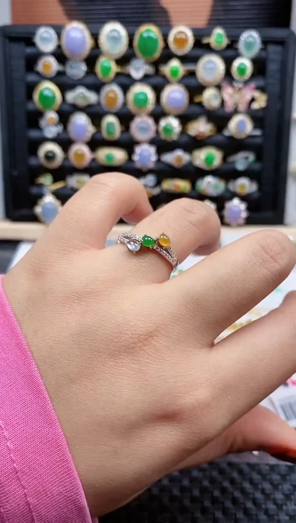 银S925镶嵌戒指翡翠269