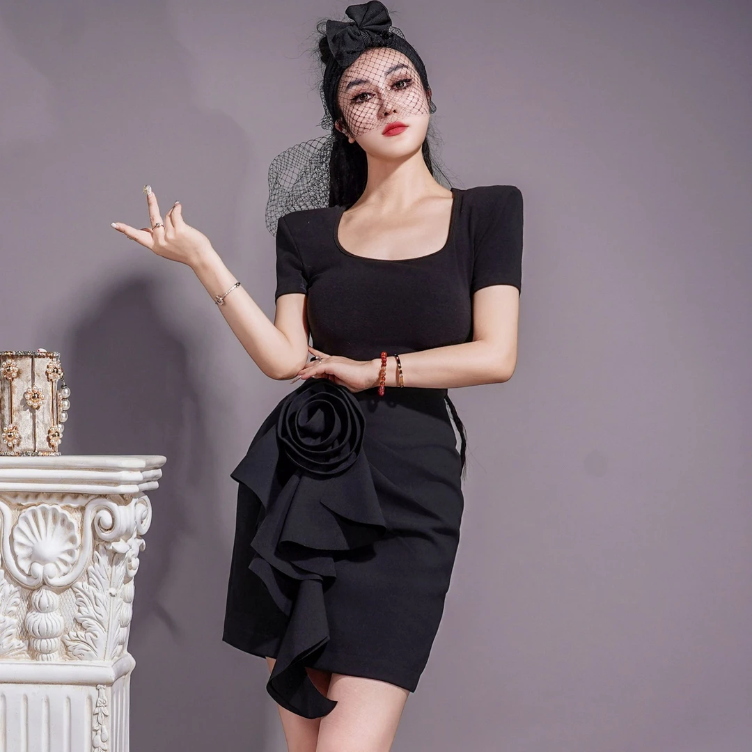 【星姐推荐】星原创高级定制【玫瑰海岸】设计师款轻奢名媛修身短裙裤