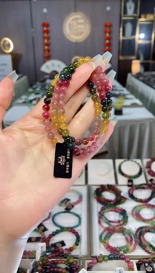 未镶嵌透体老矿碧玺三圈手串6mm+碧玺mz多样性发一条