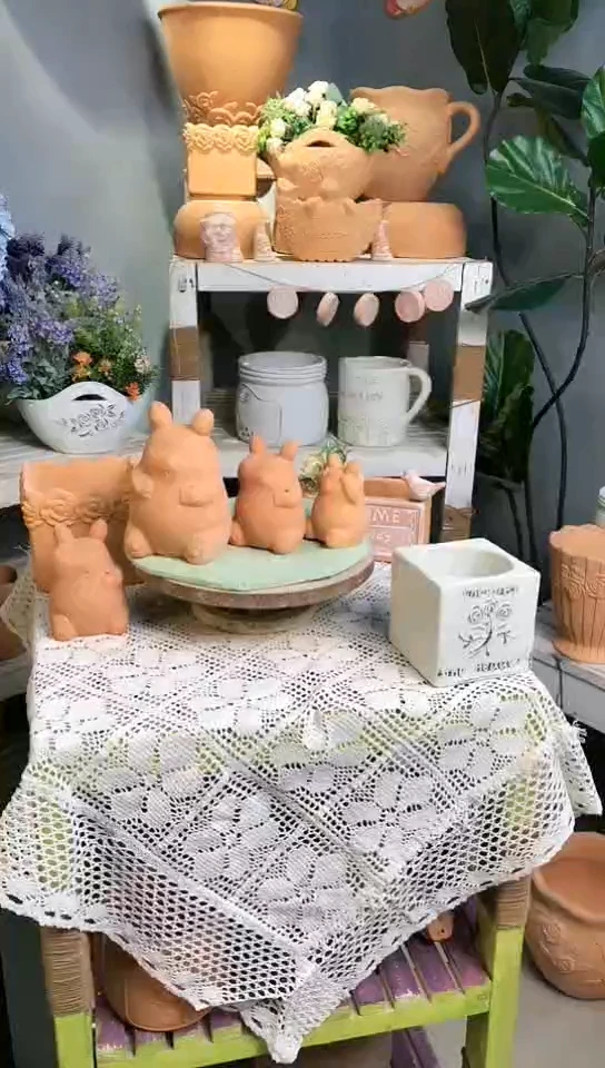 【闪购商品】红陶龙猫三兄弟  摆件