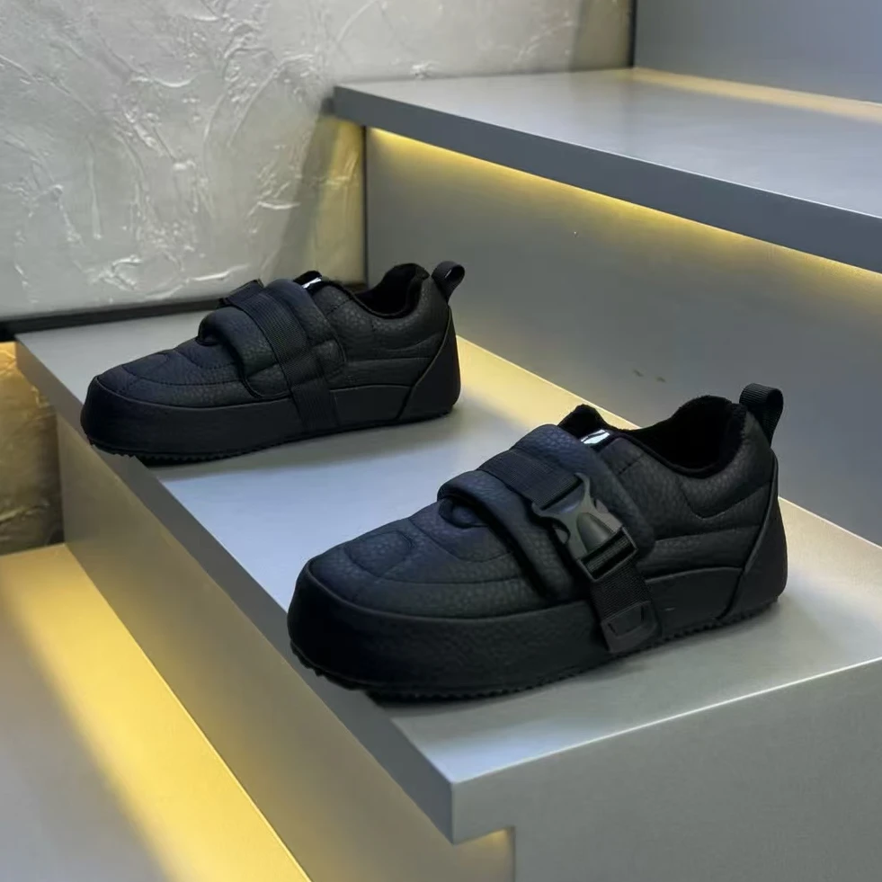 2025冬季新款加绒面包鞋男保暖一脚蹬卡扣轻便休闲棉鞋男潮流百搭