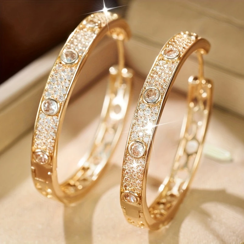 合金锆石耳饰 【欧美设计款】满钻镂空耳环 轻奢欧美风