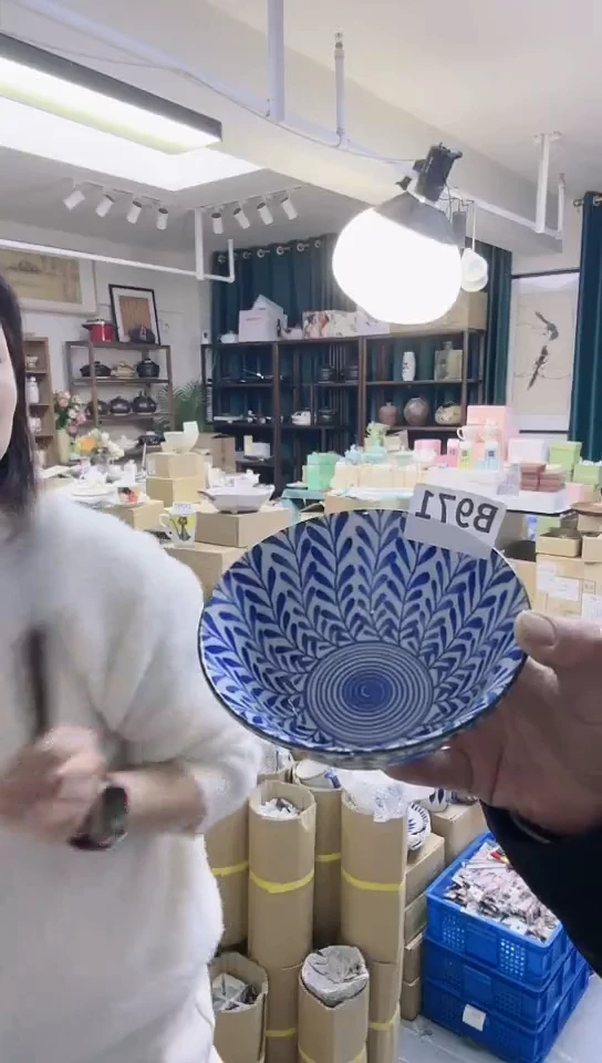 【闪购商品】瓷片日本进口瓷器蕨菜15cm碗一只B971