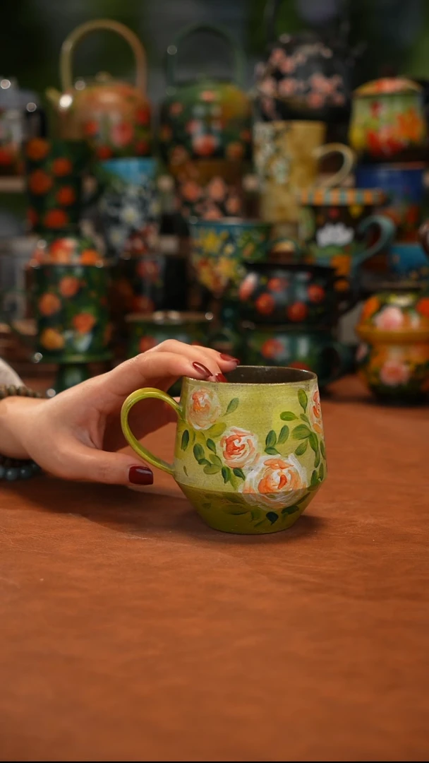 紫砂油画釉下彩手绘