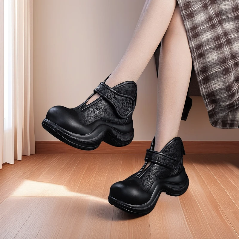 福利2025春夏新款牛皮文艺风厚底时尚凉鞋手工复古风小众高端女鞋