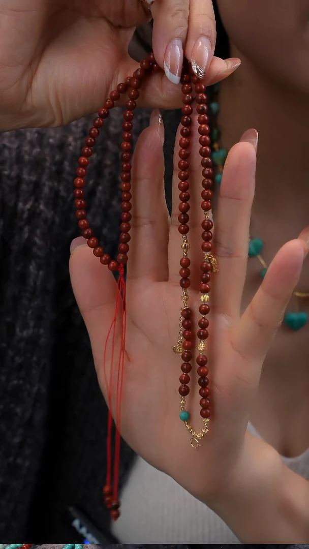 项链18K金镶嵌南红玛瑙1111