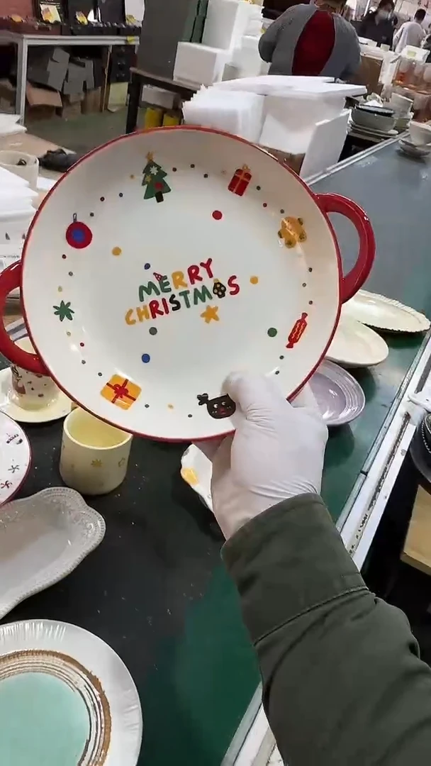 陶瓷双耳盘 微瑕凑满20元包邮