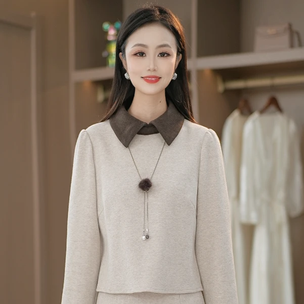 新款精致优雅奢华气质百搭减龄显瘦假两件连衣裙M-4XL