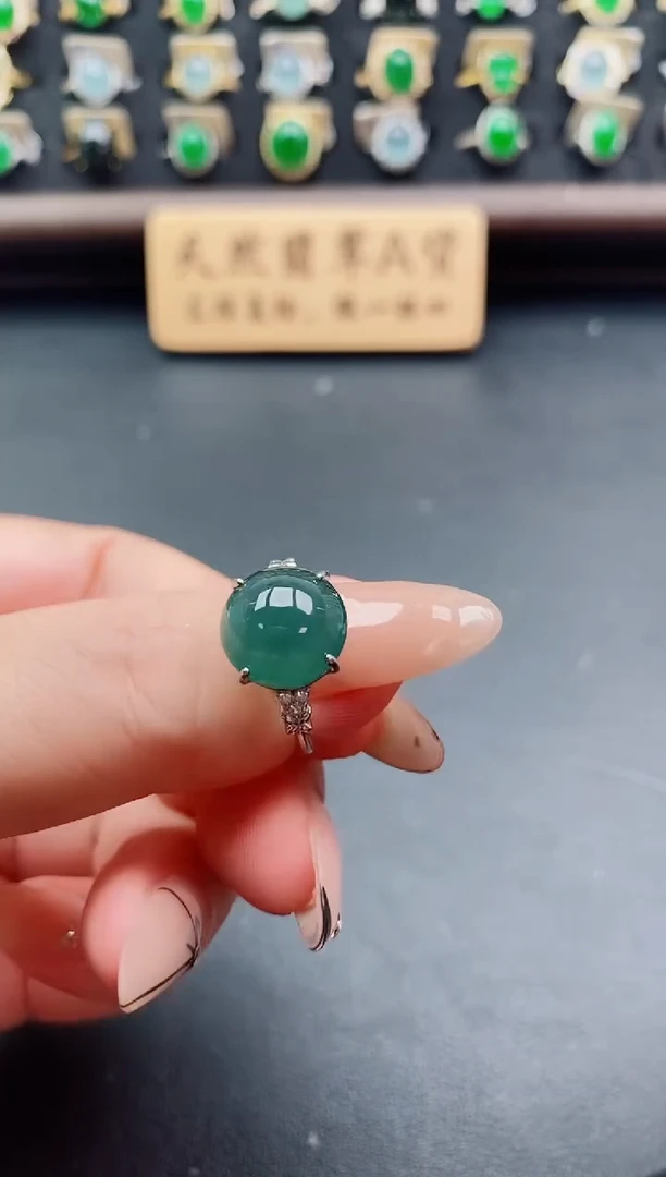 银S925镶嵌戒指翡翠1