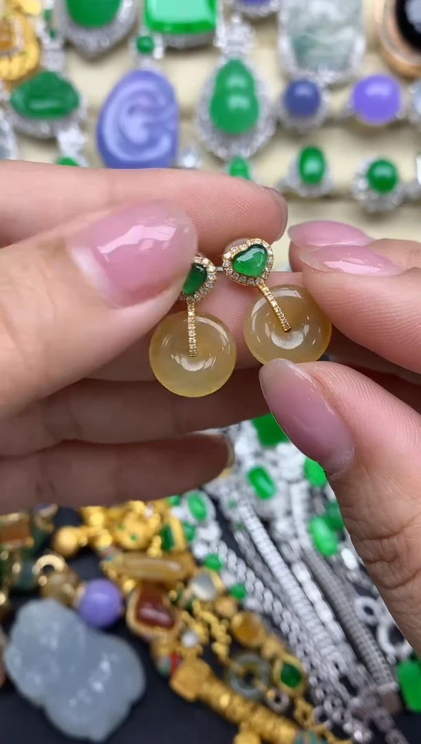 【闪购商品】翡翠耳饰18K金镶嵌146-中国好珍宝