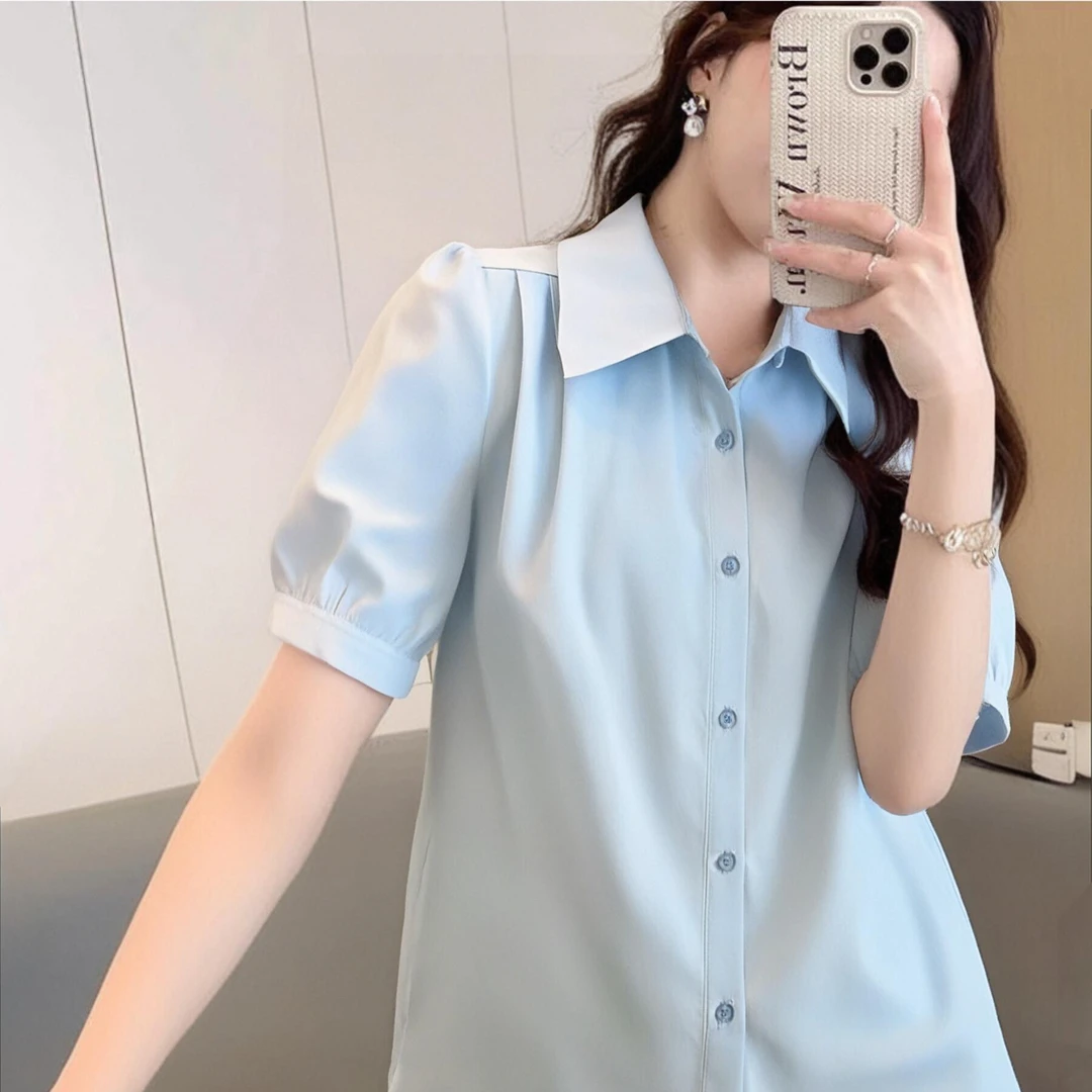 2024新款女法式短袖衬衫女士短袖衬衫630220013021