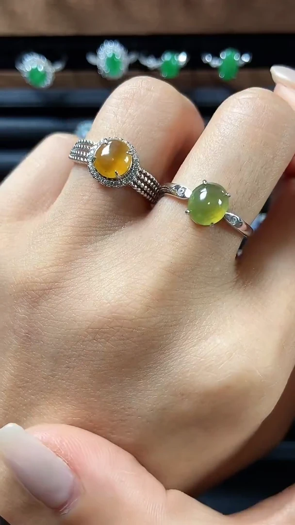 银S925镶嵌戒指翡翠看*货1566