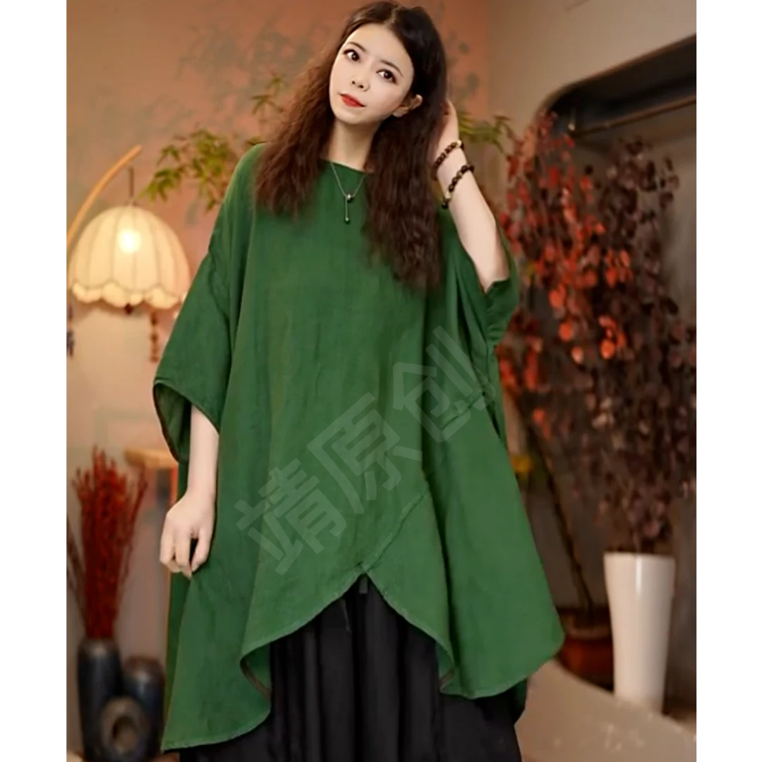 2680【靖靖原创】高品质亚麻不规则个性上衣（衣长85胸围180）