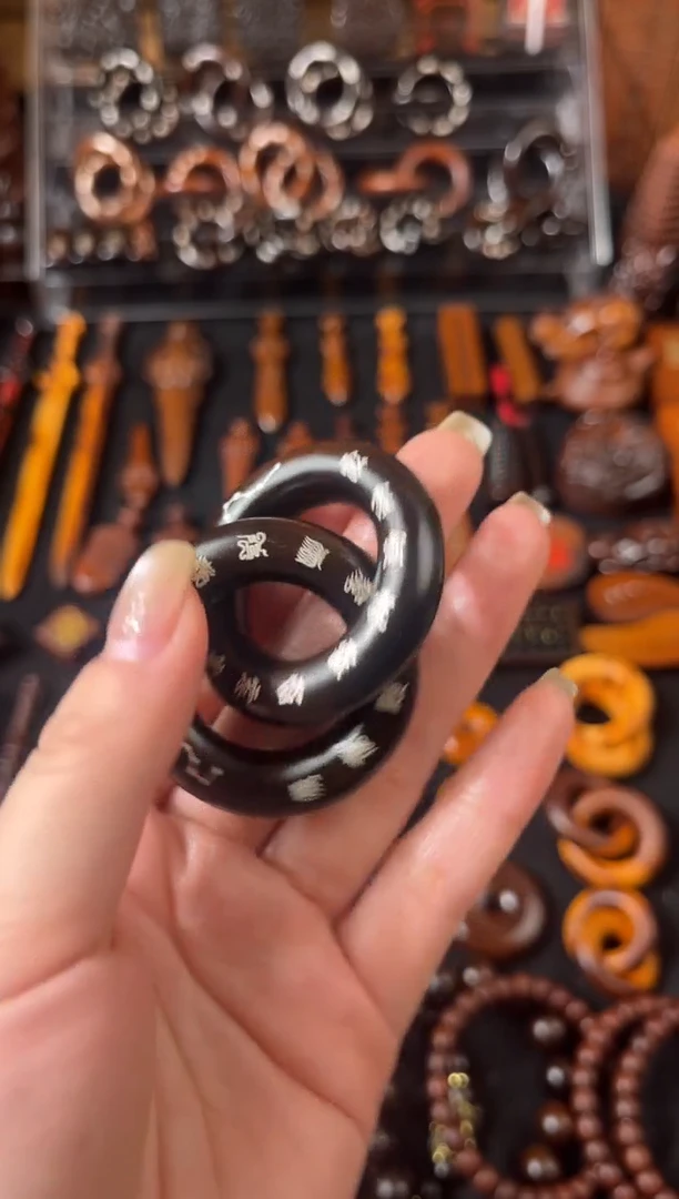 木雷枣玉化 2.5 镶银十字 乾坤圈