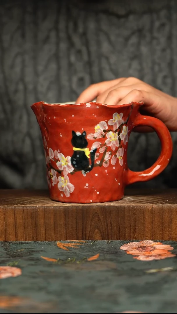杯釉下彩手工手绘同款陶器