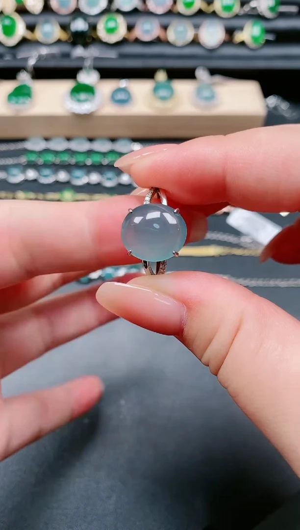 翡翠戒指银S925镶嵌111111