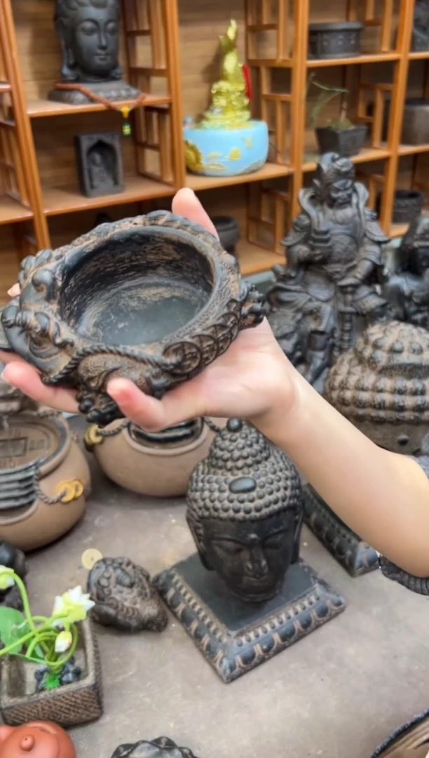 陶土【合成青石】金蟾盆