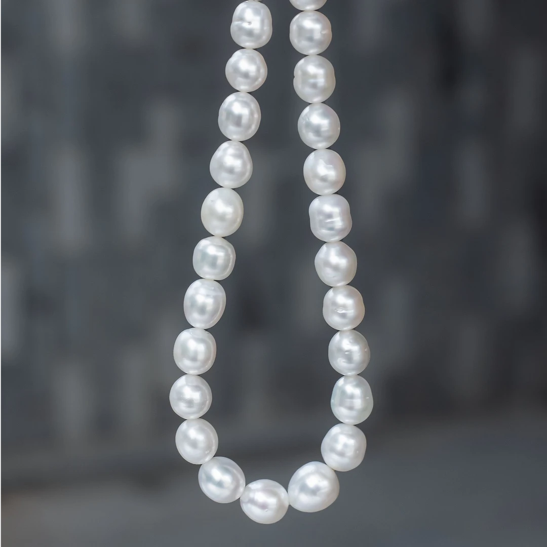 AKOYA【甄选】澳白珍珠珠串SP螺纹巴洛克18K金9-12强光时尚1128女款