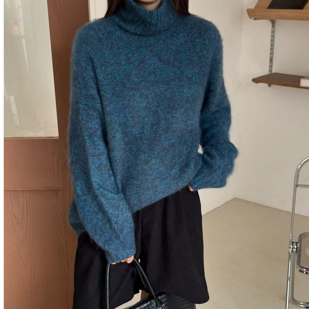 【不可机洗】高端花纱山羊绒拉绒羊毛拉毛工艺高领高克重加厚百搭