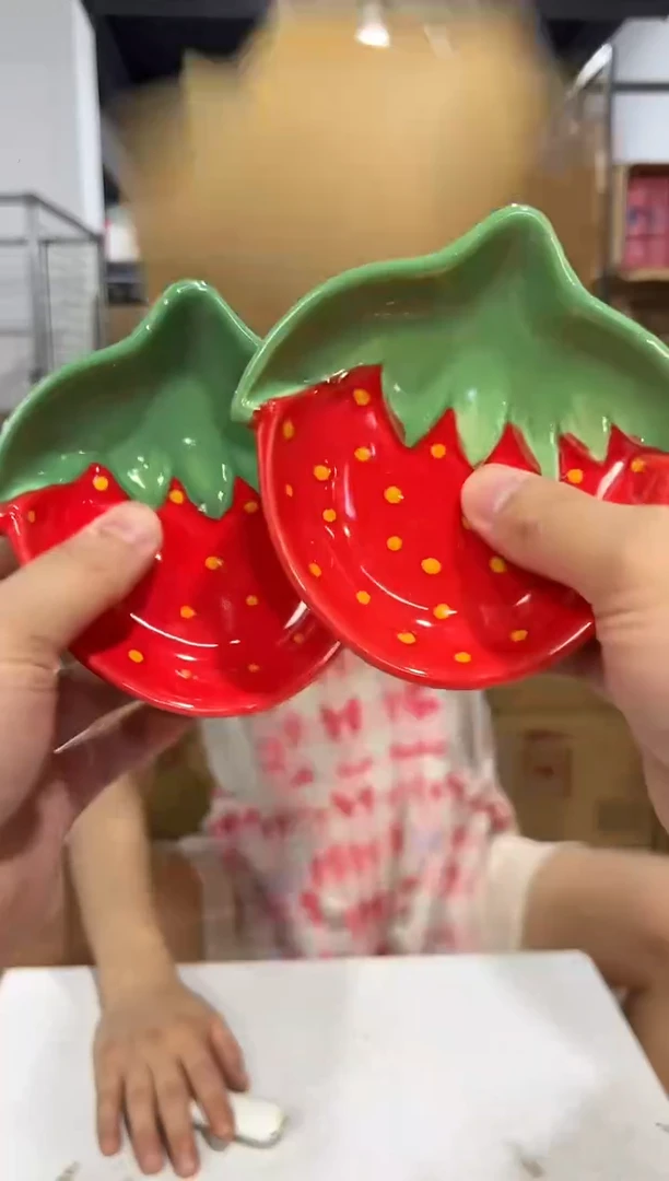 瓷片小号草莓碟子2件套