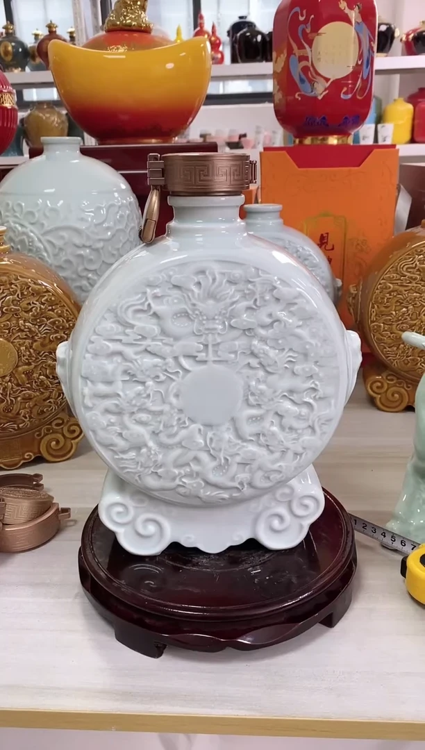 泥满堂陶瓷5斤影青鼓无字微瑕不支持退换