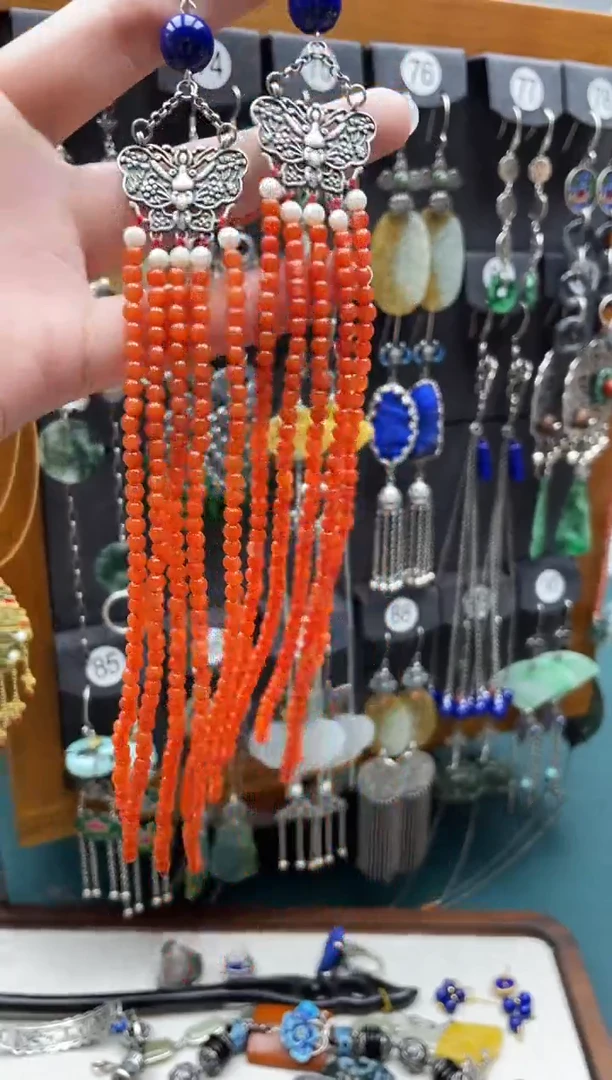 南红玛瑙银S925镶嵌耳饰豫****)饰品