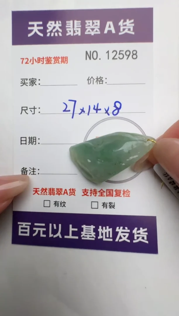 【闪购商品】翡翠颈饰未镶嵌原石12598