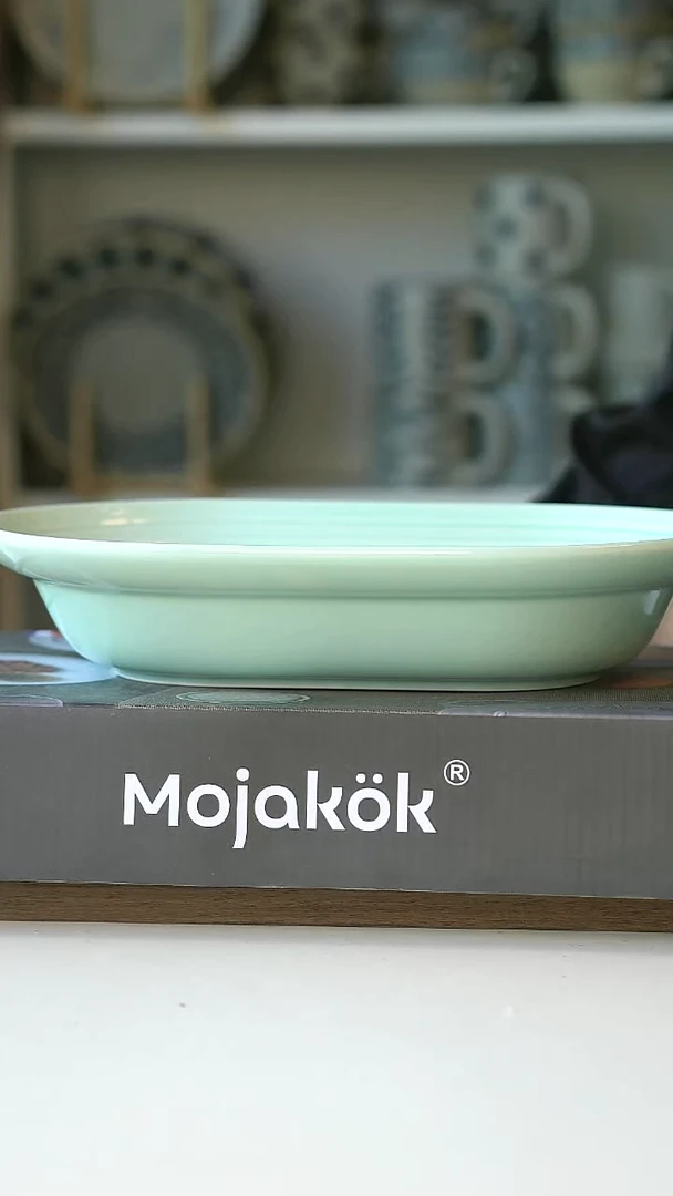 出法国Mojakok薄荷绿椭圆盘25cm@4-2@