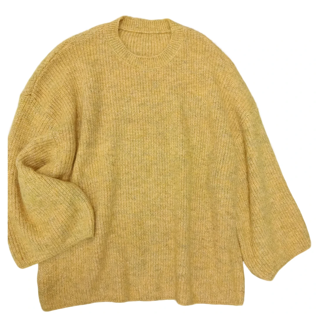 0259350 新款时尚个性小众休闲百搭慵懒风大宽袖圆领毛衣