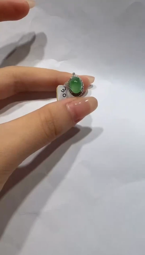 银S925镶嵌戒指翡翠缅甸A货翡翠戒指